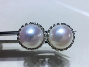 preciosos pendientes de perlas blancas naturales de plata de ley 925 de 12-13 mm - Imagen 1 de 6