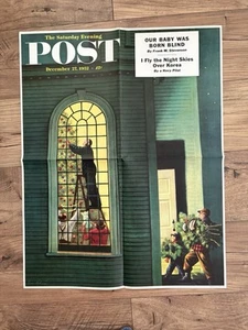 Vintage 1952 “Christmas ” Saturday Evening Post Newsstand Poster - Picture 1 of 9