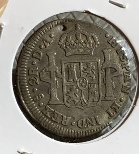 1786 CHILE 2 REALES SILVER COIN XF - Picture 1 of 4