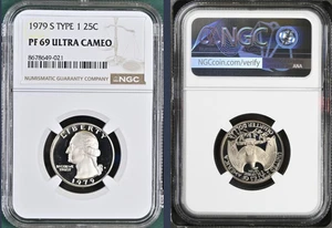 1979-S TYPE 1 Washington Proof Quarter, Graded PF69 Ultra Cameo by NGC - Picture 1 of 1