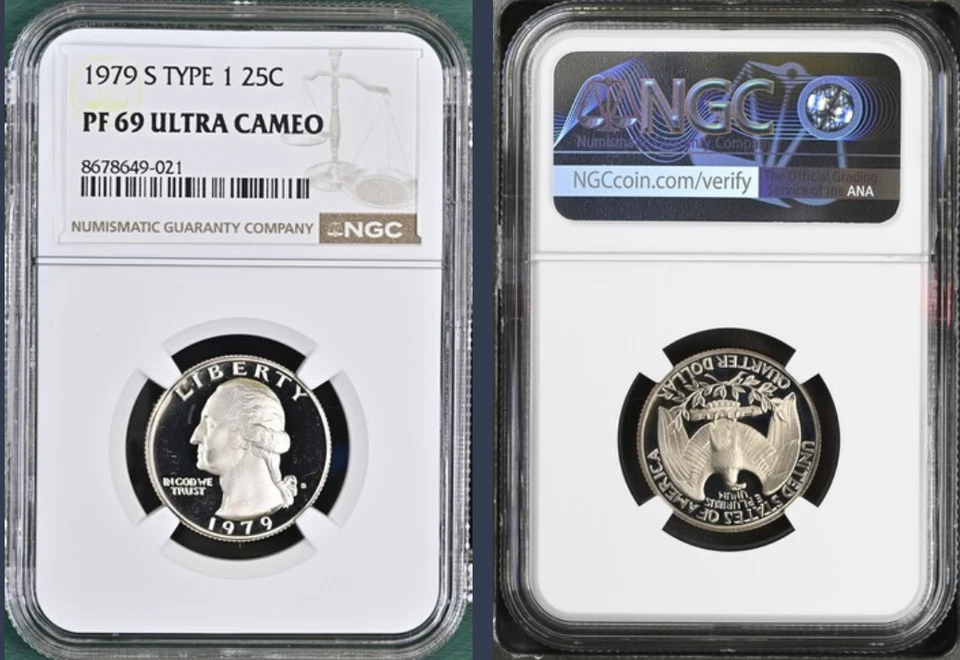 1979-S TYPE 1 Washington Proof Quarter, Graded PF69 Ultra Cameo by NGC - Image 1 of 1