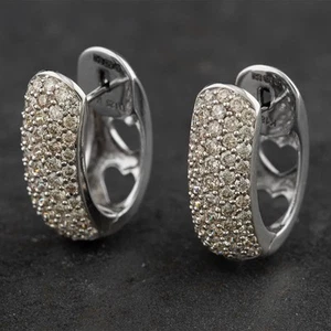 Second Hand 18ct White Gold 1.25ct Brilliant Cut Diamond Hoop Earrings 4165108 - Picture 1 of 2