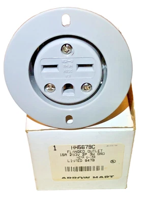ARROW HART 5679C FLANGED OUTLET 15A, 250V 2P 3W  NEW - Image 1 of 4