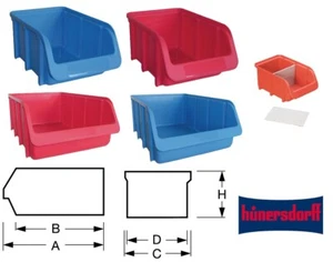 6 Größen - HÜNERSDORFF Lagerbox Stapelbox Sichtlagerbox Sichtlagerkasten Schütte - Bild 1 von 24