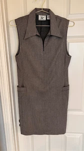 Maggie Lawrence Women’s Size 10 Full Zip Sleeveless Grey Midi Dress Formal - Picture 1 of 8