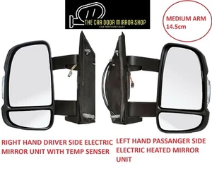 Fits CITROEN RELAY 2006-2024 Pair Electric Mirror Unit Medium Arm Temp Senser UK - Picture 1 of 11