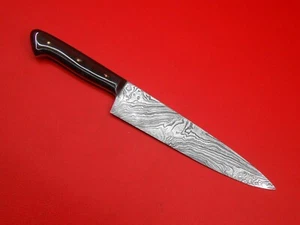 Custom Made Damascus Standard Size Chef Knife Horn Handle With Sheath S278 - Picture 1 of 9