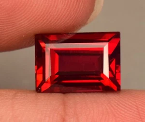 Natural Mozambique Red Ruby Loose Gemstone8.50 Baguette Cut Loose Gem GLASS FILL - Picture 1 of 5