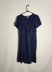 Motherhood Maternity Dress V Neck Navy Dark Blue Midi Dress Size XL Nursing - Picture 1 of 11
