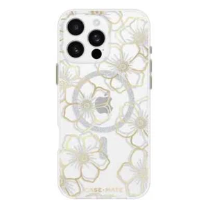 Case-Mate Floral Gems MagSafe Case for iPhone 16 Pro Max - Gold - Picture 1 of 7
