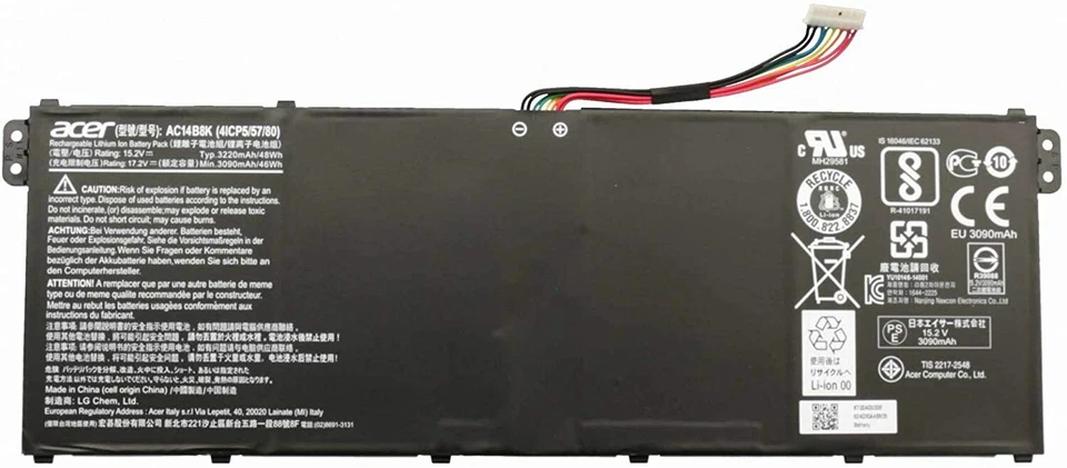 Batería Original 48Wh AC14B8K para Acer Aspire E11 E3-112 B115 Serie AC14B3K Foto 1 de 3