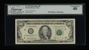 DBR 1990 $100 FRN St. Louis Fr. 2173-H Legacy XF-40 Serial H08344077A - Picture 1 of 2