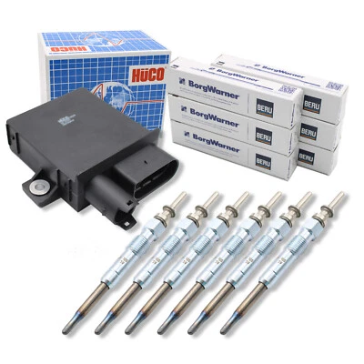 6x BERU Glühkerze + HUCO Steuergerät Glühzeit BMW E46 E90 E60 E61 E65 X3 X5 X6 - Bild 1 von 4