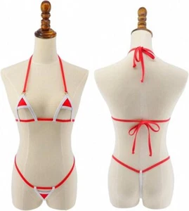 Red Women Exotic Micro Bikini Set Sunbath Beach G-String Swimsuit One Size - Picture 1 of 1