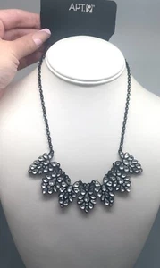 Apt. 9 Black Cable Chain Tear Drop Rhinestone 18 Inch Necklace - Foto 1 di 5