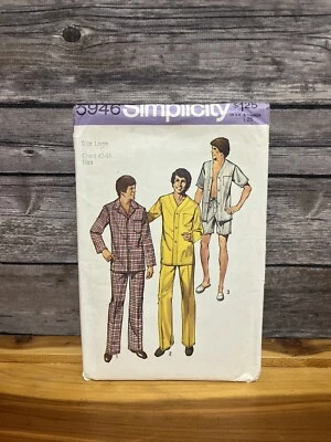 Simplicity 5946 Men's Pajamas - Top, Pants & Shorts Sz L 42-44 UNCUT Pattern 70s - Image 1 of 4