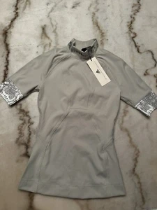 adidas Stella McCartney Women Heat Run Compression Tee Pebble Size 28-2XS FK9701 - Picture 1 of 7