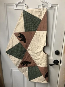 Hand Quilted/Sewn Reversible Christmas Tree Skirt Bear Outdoors Rustic - Picture 1 of 6