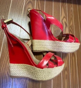 Dsquared2 Ankle Strap Sandals Wedge Heel Women EUR38 Red USED Japan FS - Picture 1 of 6