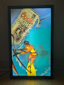 VTG COORS LIGHT Surfer Lighted Beer Sign Light Box Rare Lighted Ocean 1995 - Picture 1 of 13