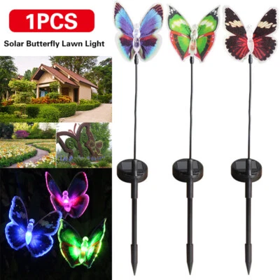 Solar LED Fiber Optic Butterfly Stake Lights Color Changing Garden Outdoor Decor - Image 1 of 4
