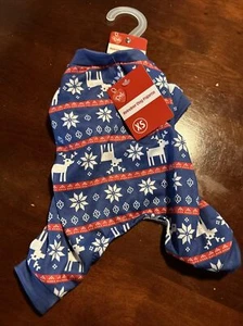 Pet Central Perro Cachorro Mascota Navidad Pijama XS Pequeño Azul Reno Copo de Nieve - Imagen 1 de 3