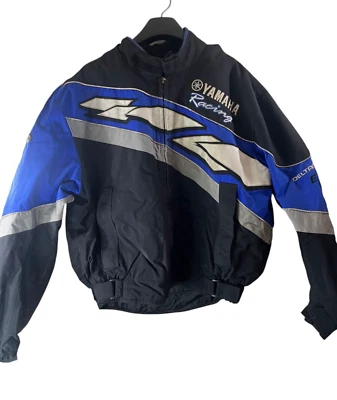 Винтажная гоночная куртка Yamaha синяя черная серебристая Delta Box США XL мотоциклист для мотокросса - Изображение 1 из 4