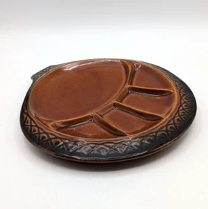 McCoy Divided Plate Dish 1056 Gourmet Parisienne Ovenproof Stoneware Brown 9.5" - Picture 1 of 5
