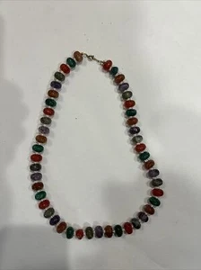 multi-colored acrylic stone necklace purple red and green - Picture 1 of 3
