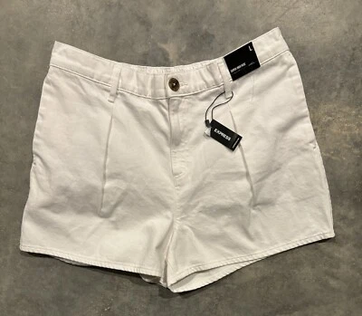 Express Womens Super High Rise Mom Shorts White Denim Size Large NWT - Image 1 of 4