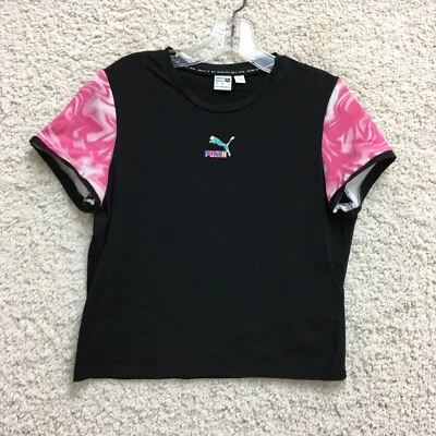 Camiseta Top PUMA Grande Adulto Negra Cuello Redondo Manga Corta Gráfica Mujer L Foto 1 de 4