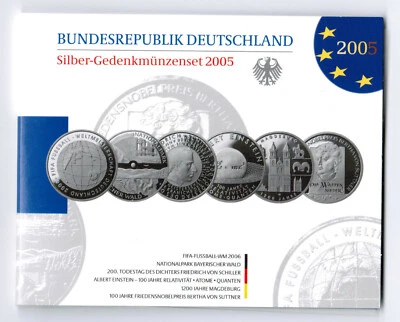 Germany Official Blister With 6 Piece Silver Commemorative Coins 2005 Pf - Image 1 of 2