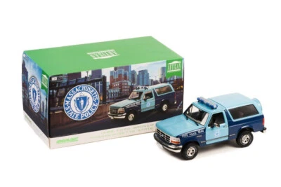 Ford BRONCO Xlt Massachusetts State Police 1996 Blue Greenlight 19120 1:18 - Image 1 of 4