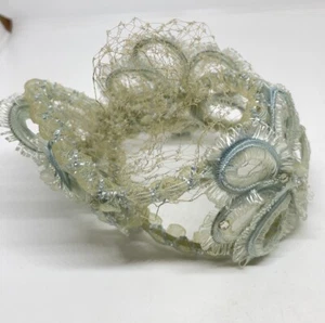 Vintage Netted Light Blue Millinery Hat Band - Picture 1 of 7