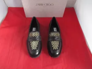 Jimmy Choo Deanna Stud-Embellished Loafers $1050 - Size EU 37 1/2 - Black - 1060 - Picture 1 of 12
