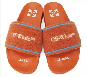Nuovo sandalo Off-White Virgil Abloh Terry ricamo slide arancione bianco uomo 9 - Foto 1 di 7