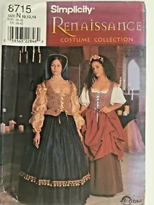 Simplicity Misses' Renaissance Costume Pattern 8715 Size 10-14 UNCUT - Picture 1 of 2