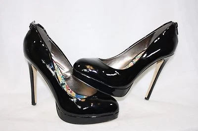 Womens Steve Madden Heattt Black Synthetic Patent Leather Heels 5" Shoes  - Изображение 1 из 3