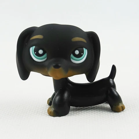 Mini Pet Shop Toys LPS #325 Blue Eyes Puppy Figures Dachshund Dog Rare Black Cover