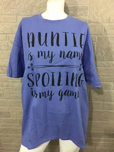 Auntie Is My Name Spoiling Is My Game T-shirt Women XL Gildan Purple - Picture 1 of 3
