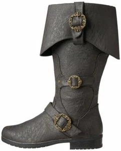 Adult Unisex Pirate of Caribbean Captain Black Halloween Costume Cosplay Boots - Picture 1 of 12