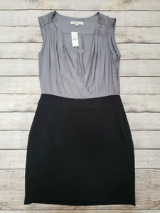 ANN TAYLOR LOFT SZ 8 NWT NEW GRAY BLACK SLEEVELESS BODY CON SKIRT DRESS $90 - Picture 1 of 8