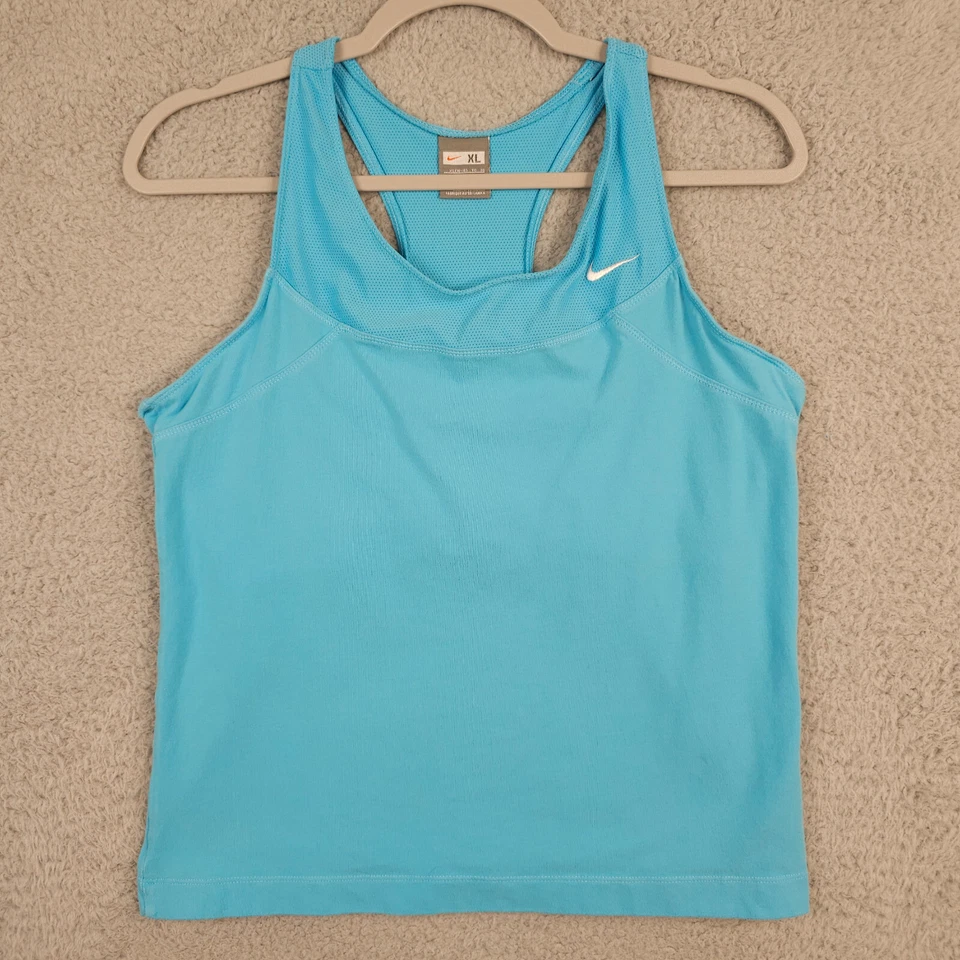 Nike Tank Top Womens XL 16-18 Blue Long Y Back Airborne Lined Active Gym Running - Image 1 of 4
