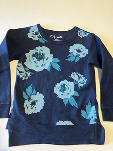 HANES Girls Kids Size S Small Shirt Top Blouse Sweater Long Sleeve Floral - Picture 1 of 4