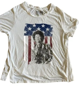 Jimi Hendrix Unisex T-Shirt- Karl Ferris Collection Distressed Jimi On Flag-XL - Picture 1 of 2