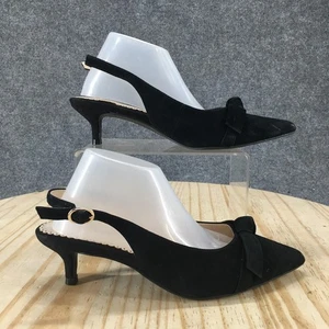 NEW Charter Club Sandals Womens 6 M Givanna Pointed Kitten Slingback Black Suede - Picture 1 of 19