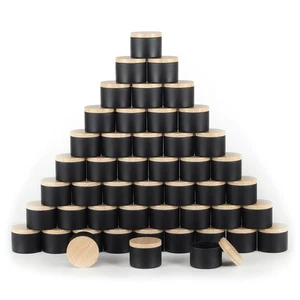 BOTINXIS 24 piezas latas de velas 4 oz - tarros de velas vacíos a granel negro mate con madera... - Imagen 1 de 7
