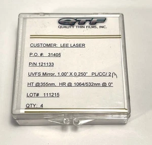 QTF Fused Silica Ø1" HR 1064/532nm, HT 355nm PLCC 2 Meter 0° Oberschwingungsabscheider - Bild 1 von 2