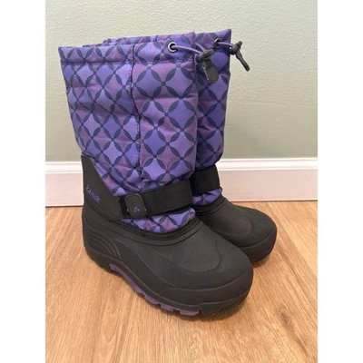 Kamik Big Girls 5 Waterbug Snow Boot Winter Waterproof Purple Insulated Pattern - Image 1 of 4
