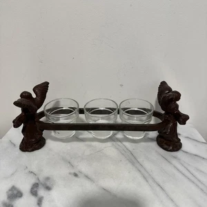 RARE JAN BARBOGLIO TRINIDAD ANGEL 3 LIGHT RAILROAD CANDLE HOLDER, RUSTIC 12” L - Picture 1 of 19